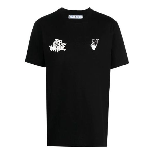 Off-White SS21 Logo Pattern Short Sleeve Loose Fit Black OMAA027S21JER0151001