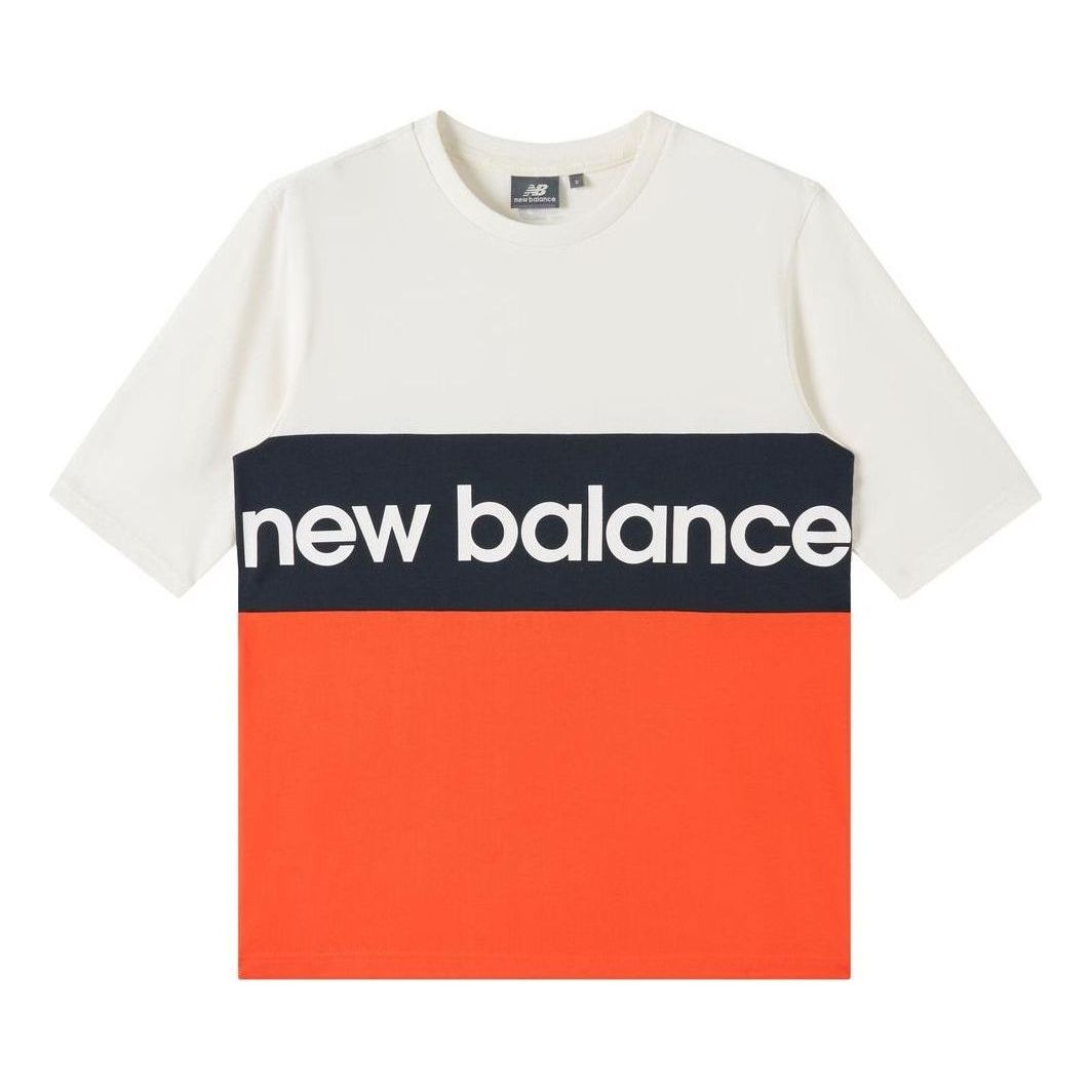 New Balance Logo Printed Colorblock Tee Asia Sizing 'White Orange Black' NE92S023-IV