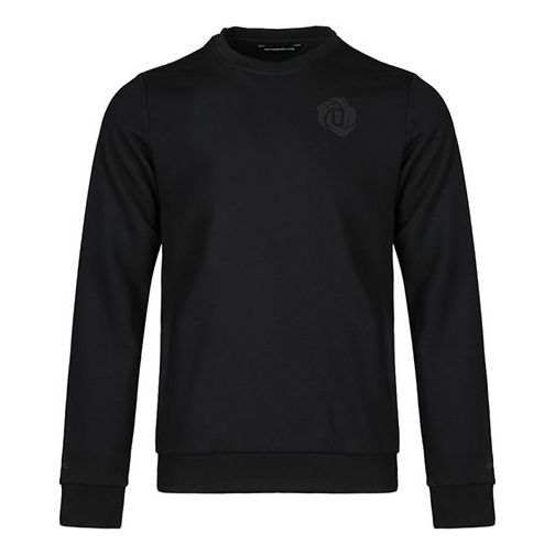 adidas Rose Crew Embroidered Pattern Knit Round Neck Pullover Black DP5707