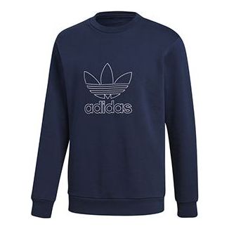 adidas originals Outline Crew Printing Logo Round Neck Pullover Blue DH5761