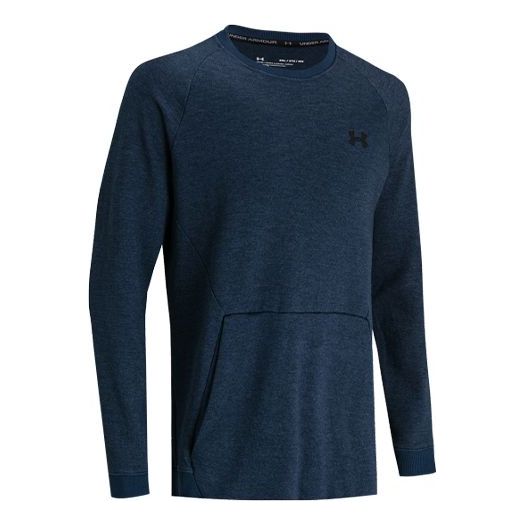 Men's Under Armour Doubleknit Casual Training Round Neck Sports Navy Blue 1359148-408