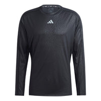 adidas Workout PU Print Long-Sleeve Top 'Black' HS7495