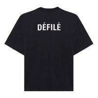 Men's Balenciaga Retro Sports Logo Short Sleeve Black 641614TJVL41000
