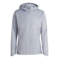 Men's adidas Logo Printing Solid Color Casual Hooded Jacket Japanese Version Gray HB7428