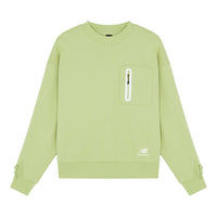 (WMNS) New Balance Logo Printing Solid Color Round Neck Pullover Green Hoodie AWT14372-SG