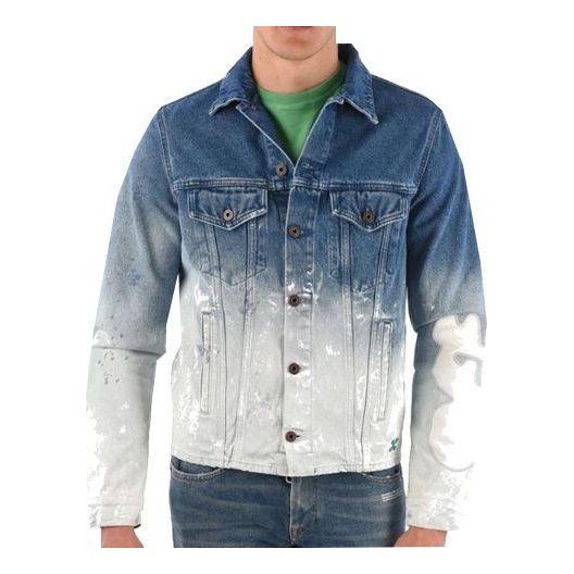 Off-White Splash Ink Gradient Denim Jacket Loose Fit Gray White OMYE053S203860248931