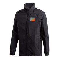 Men's adidas originals Diagonal Wb Logo Printing Sports Storage Simple Jacket Black FM3369