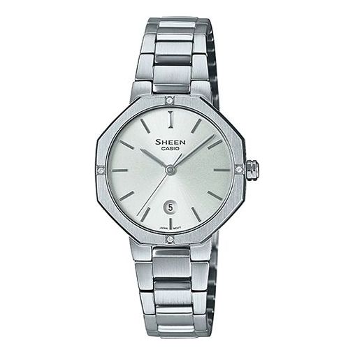 CASIO SHEEN Octagon Sapphire Crystal 50m Waterproof Stainless Steel Strap Watch Silver Analog SHE-4543D-7A