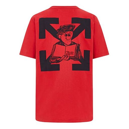 Off-White Logo Embroidered Short Sleeve Red OMAA027F20FAB0082510