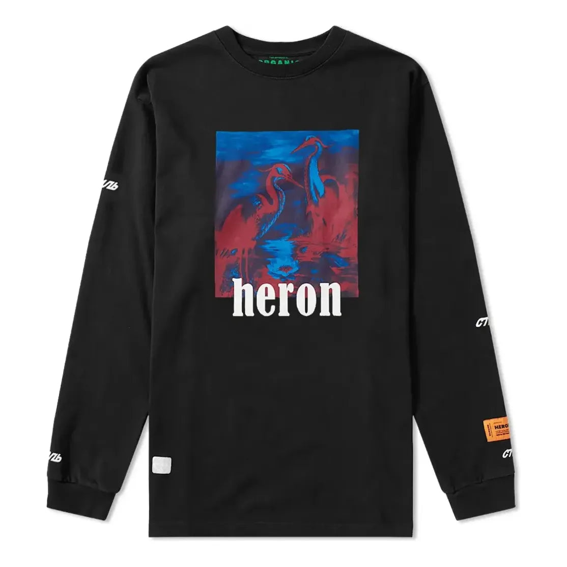 HERON PRESTON Long Sleeve Heron T-shirt 'Black' HMAB002S196000381088
