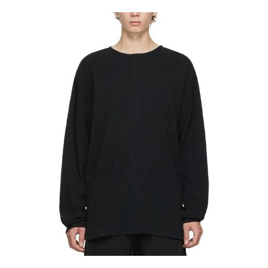 Fear of God Essentials FW21 Thermal Henley Black Tee FOG-FW21-124