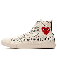 CDG x Converse Chuck Taylor All Star Multi-Heart Sneakers Ivory/Black 168985C