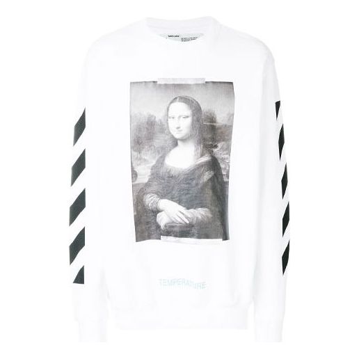 Off-White C/O Virgil Abloh Men's White Diag Monalisa Crewneck Sweater White OMBA003S180030120110