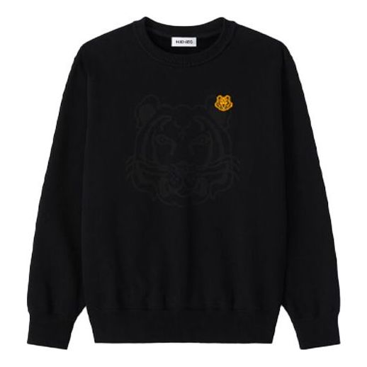 (WMNS) KENZO SS21 Round Neck Pullover Printing Tiger Head Long Sleeves Black Hoodie FA62SW8904MO-99