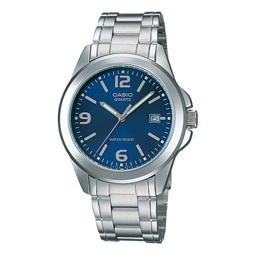 CASIO Waterproof Mens SilverBlue Analog MTP-1215A-2A2021