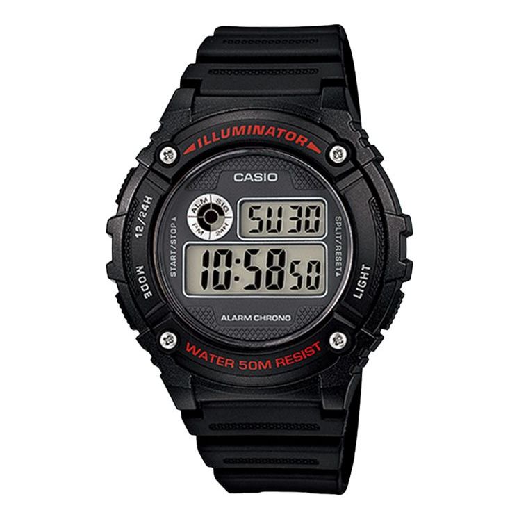 Men's CASIO Casual Sports Mens Black Digital W-216H-1AVDF