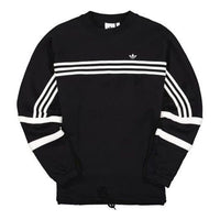 adidas originals Retro Stripe Sports Round Neck Pullover Black FM1588