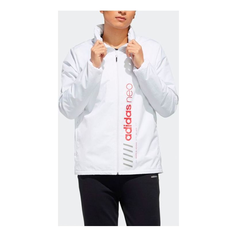 adidas neo M Faves Wint Wb Printing Logo Stand Collar Windbreaker Jacket White FU1035