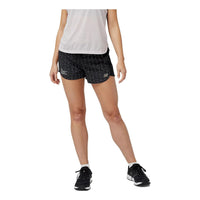 (WMNS) New Balance Logo Marathon Running Shorts Asia Sizing 'Black Silver' WS31255MBK