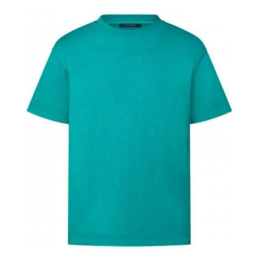 LOUIS VUITTON FW21 Solid Color Round Neck Short Sleeve Lake Blue T-Shirt 1A99YS