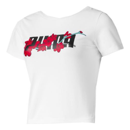 (WMNS) PUMA Casual Round Neck Printing Short Sleeve White 595699-02