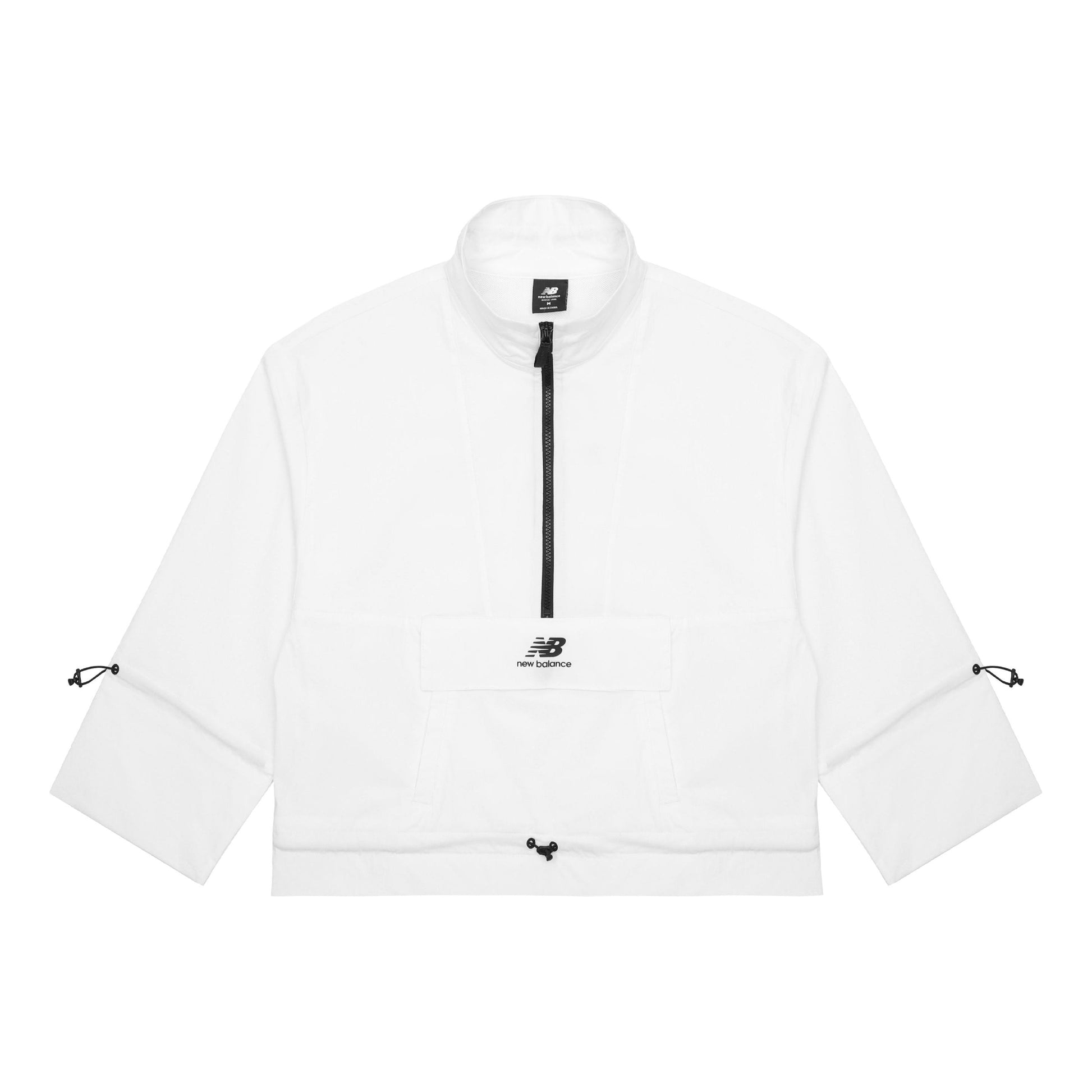 (WMNS) New Balance Logo Printing Half Zipper Sports Woven Stand Collar White Jacket AWJ13321-IV