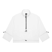 (WMNS) New Balance Logo Printing Half Zipper Sports Woven Stand Collar White Jacket AWJ13321-IV
