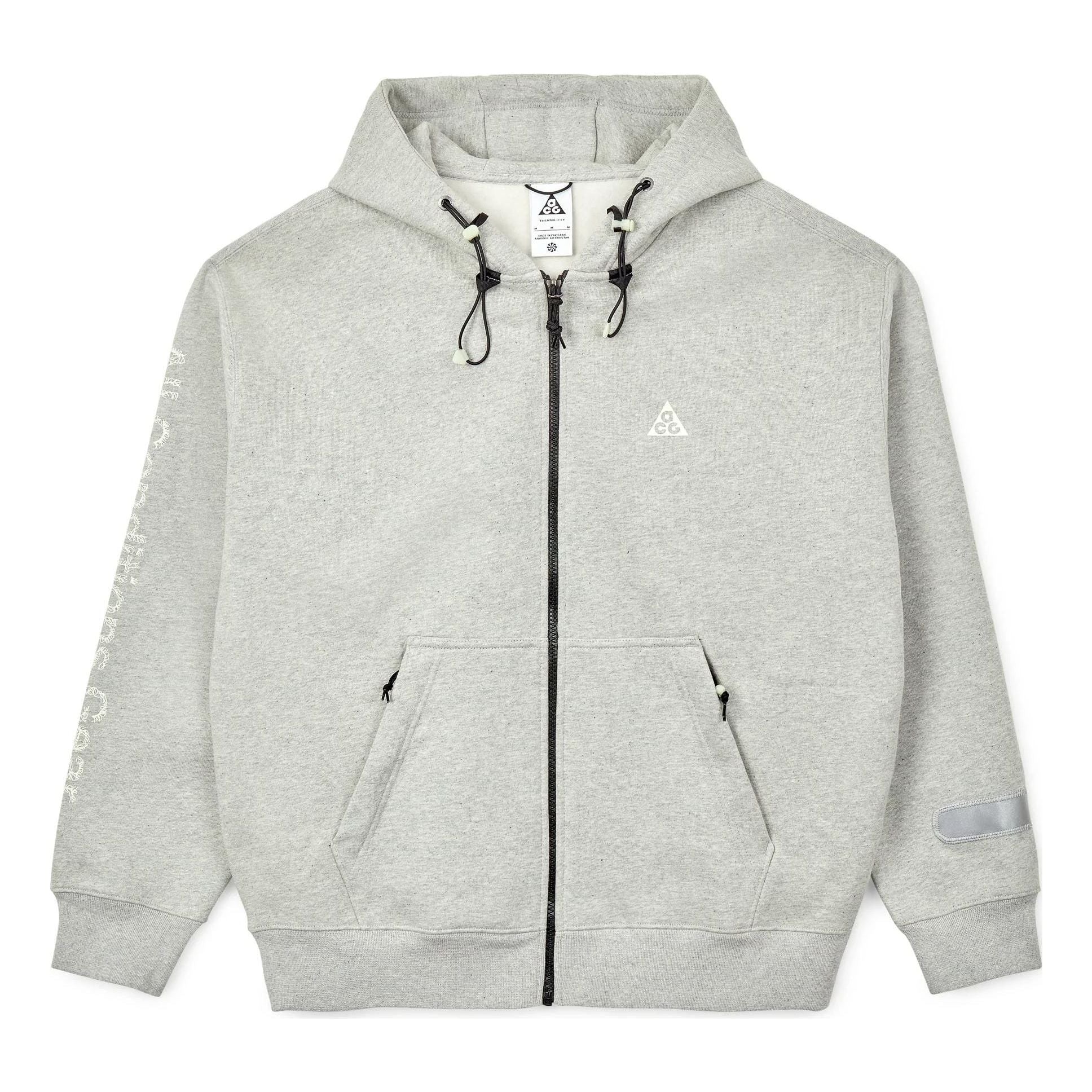Men's Nike ACG Therma-Fit Logo Printing Zipper Hooded Long Sleeves Jacket Gray DM4248-050