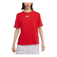 (WMNS) Nike Sportswear Alphabet Logo Sports Round Neck Short Sleeve Red DM3553-657