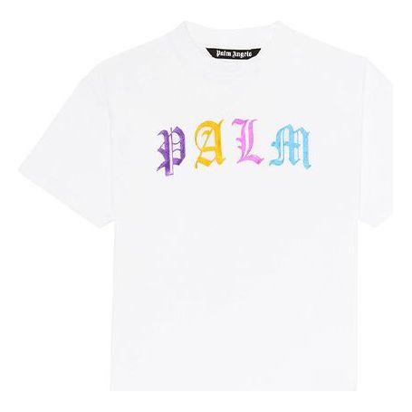 Men's PALM ANGELS Alphabet Printing Short Sleeve White PMAA001E20JER0070184