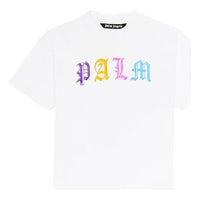 Men's PALM ANGELS Alphabet Printing Short Sleeve White PMAA001E20JER0070184