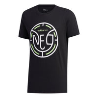 adidas neo M Faves Tee Logo Printing Sports Short Sleeve Black FP7356