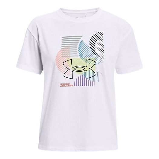 (WMNS) Under Armour Geo Graphic Training Sports Short Sleeve White 1363258-100