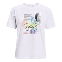 (WMNS) Under Armour Geo Graphic Training Sports Short Sleeve White 1363258-100