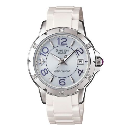 CASIO Waterproof Sports SHEEN Solar Powered White Analog SHE-4025SB-7A
