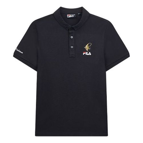 FILA Subject Embroidered Printing Short Sleeve Polo Shirt Blue F61M028116F-NV