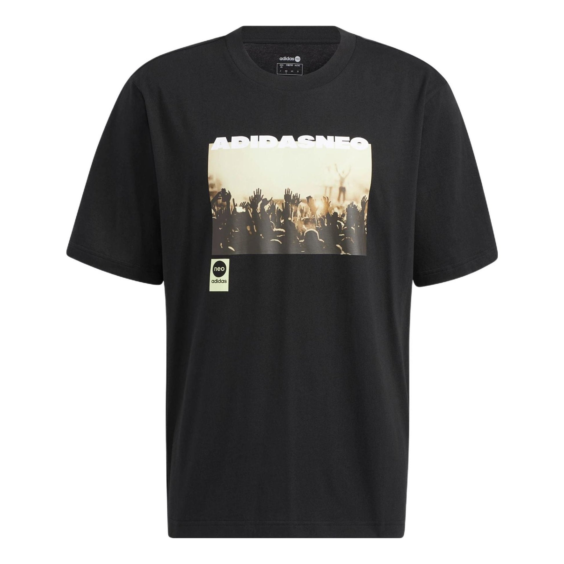 adidas neo M Sw Photo Tee Pattern Printing Athleisure Casual Sports Short Sleeve Couple Style Black HC9744