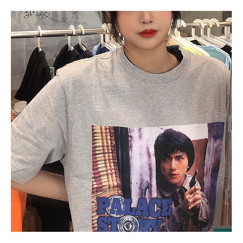 PALACE x Dragon  Crossover Story T-Shirt Pattern Printing Short Sleeve Unisex Gray PAL-FW20-267