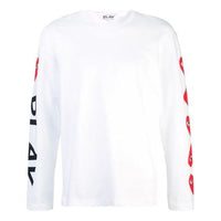 COMME des GARCONS PLAY L/S Printed Logos T-Shirt 61 'White' P1-T262-B21-1