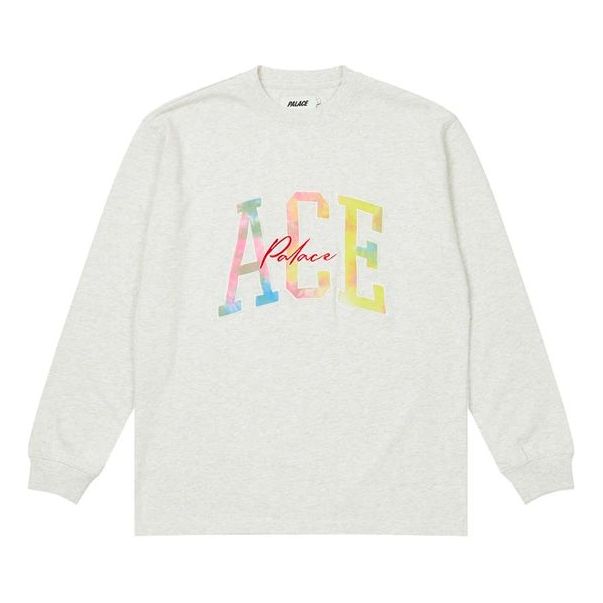 PALACE ACE Longsleeve Alphabet Pattern Embroidered Round Neck Unisex Creamy White P20ES018
