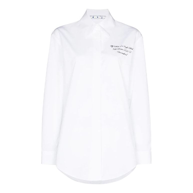 (WMNS) Off-White Printing Long Sleeves Shirt White OWGA031E20FAB0030110