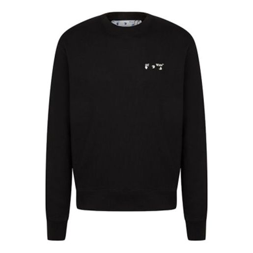 Off-White FW21 Logo Cotton Round Neck Long Sleeves Version Black OMBA025R21FLE0011001