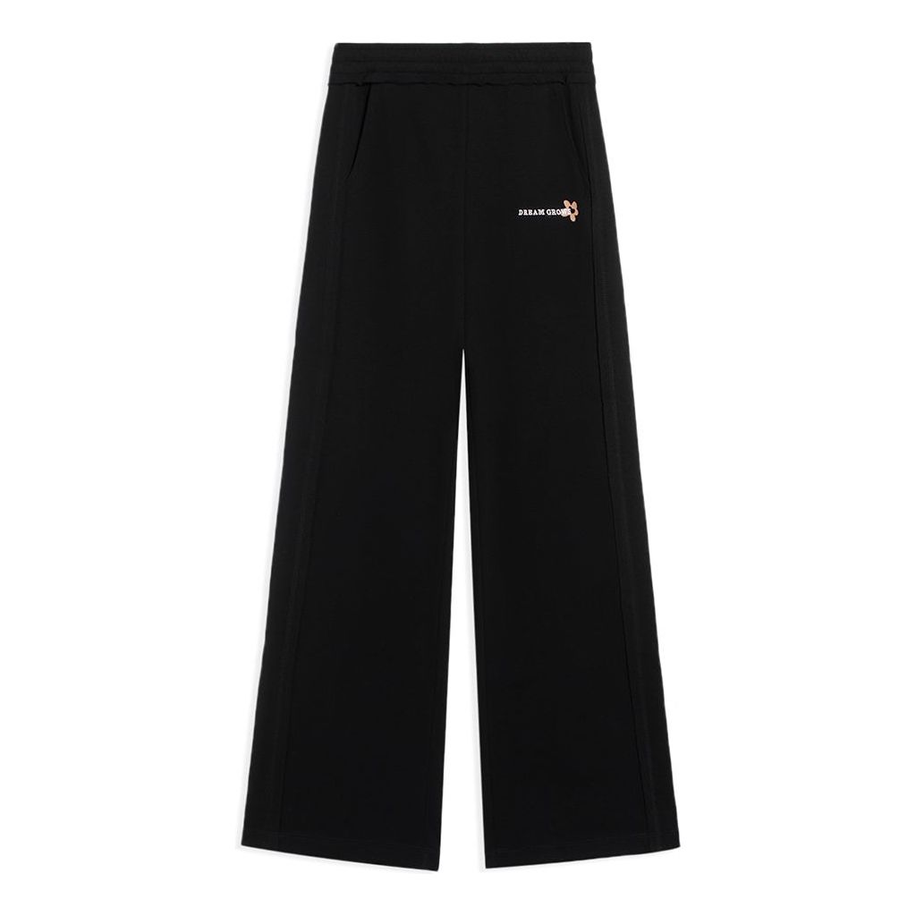 (WMNS) Li-Ning Graphic Knit Flared Sweatpants 'Black' AKLSF44-2
