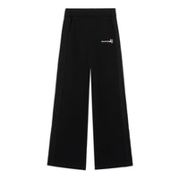 (WMNS) Li-Ning Graphic Knit Flared Sweatpants 'Black' AKLSF44-2
