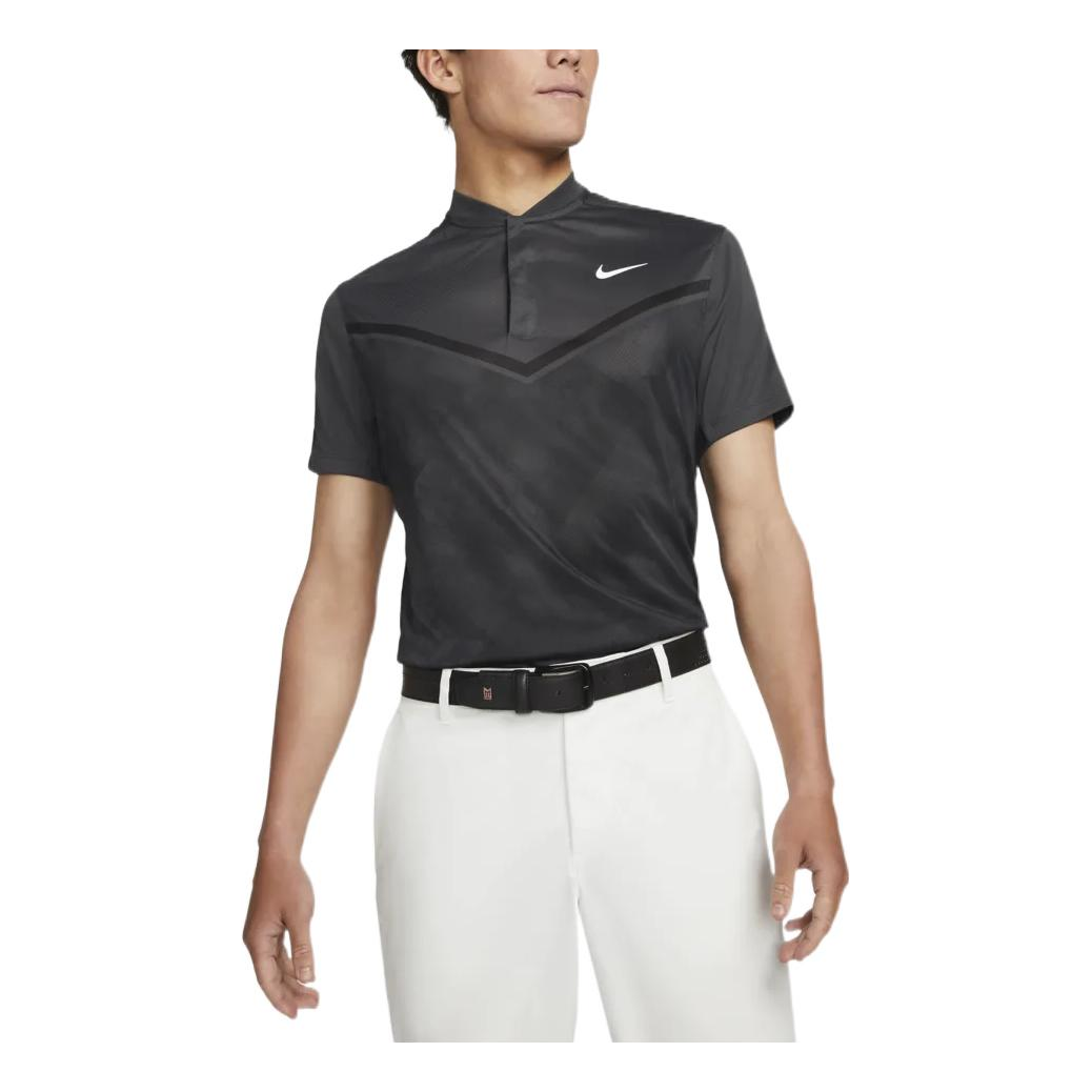 Men's Nike Solid Color Single Breasted Short Sleeve Black Polo Shirt DH0917-070