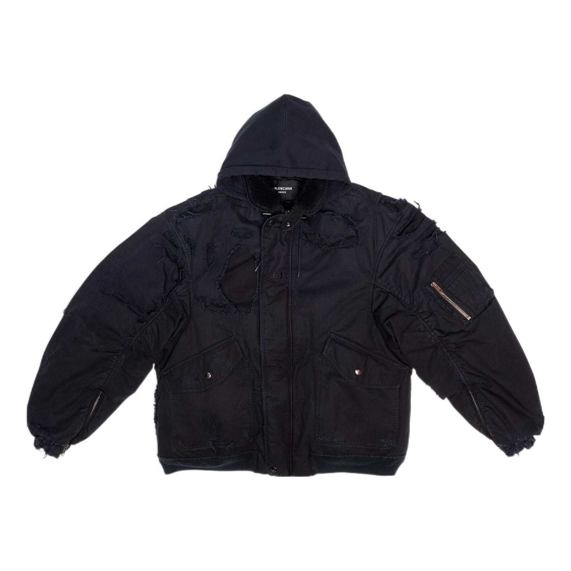 Balenciaga Destroyed Bomber Jacket 'Black' 698844TKP271000