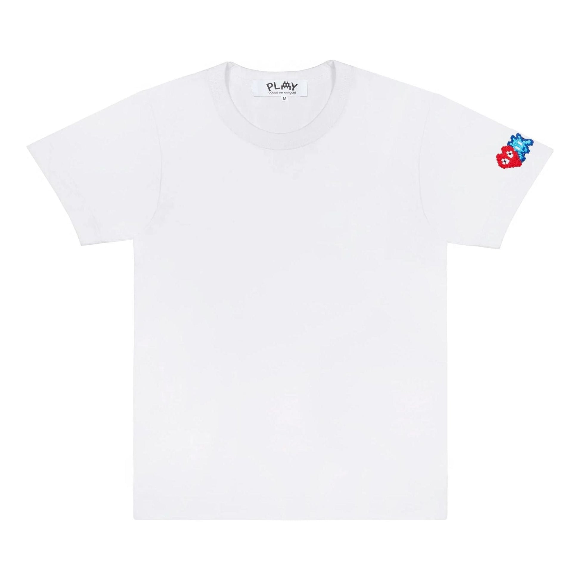 (WMNS) COMME des GARCONS PLAY FW25 Invader T-Shirt Red And Blue Sleeve Emblem 'White' AZ-T328-051