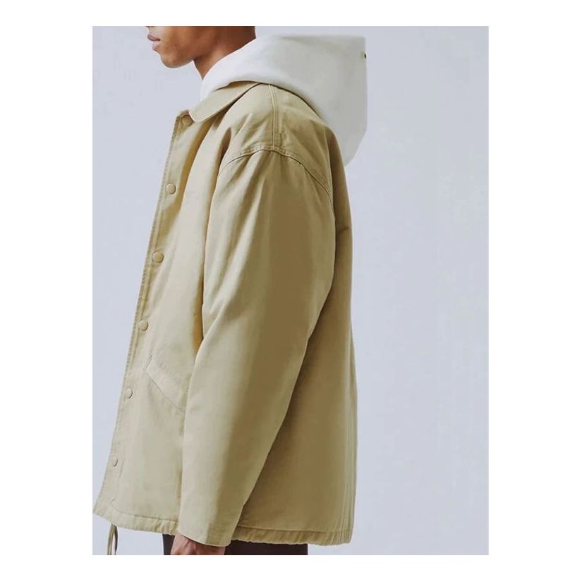 Fear of God Essentials Work Jacket Khaki Alphabet Printing Coach Light Brown FOG-SS20-223