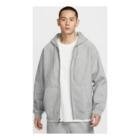 Nike Solo Swoosh Full-Zip Fleece Hoodie 'Dark Grey Heather Light Smoke Grey White' HV1085-063