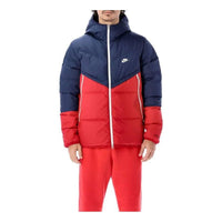 Men's Nike Colorblock Logo Casual Hooded With Down Feather Jacket Red Blue DD6795-410